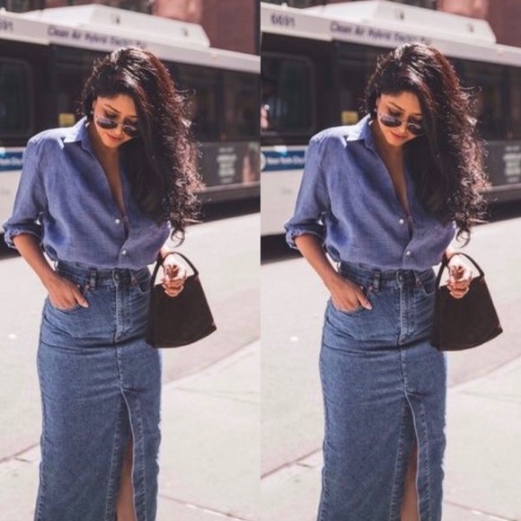 gap long denim skirt